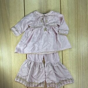 Junaid Jamshed J. Infants Pink Gold Embroidered Gharara Set 3-6 Months Outfit